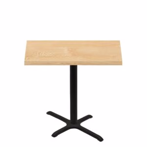 30" x 48" Woodland Clear Coat Finish Quick Ship Table + Black Counter Height 22" x 30" Cross Base