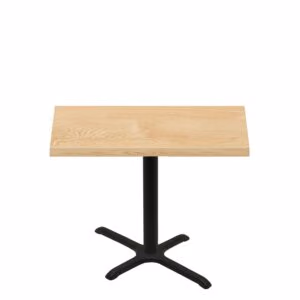30" x 48" Woodland Clear Coat Finish Quick Ship Table + Black Standard Height 22" x 30" Cross Base