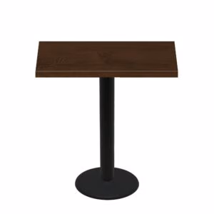 30" x 48" Woodland Dark Walnut Stain Quick Ship Table + Black Bar Height 22" Disc Base