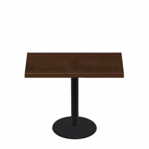 30" x 48" Woodland Dark Walnut Stain Quick Ship Table + Black Standard Height 22" Disc Base