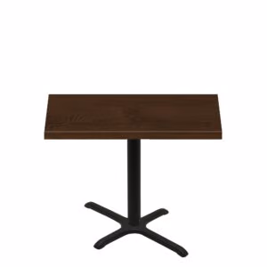30" x 48" Woodland Dark Walnut Stain Quick Ship Table + Black Standard Height 22" x 30" Cross Base
