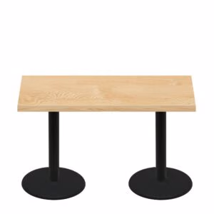 30" x 60" Woodland Clear Coat Finish Quick Ship Table + (2) Black Standard Height 22" Disc Bases