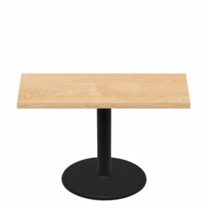 30" x 60" Woodland Clear Coat Finish Quick Ship Table + Black Standard Height 30" Disc Base