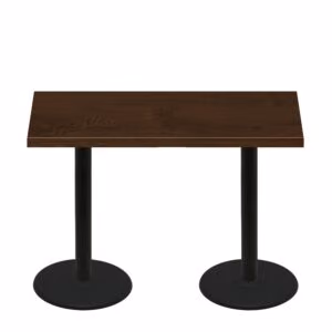 30" x 60" Woodland Dark Walnut Stain Quick Ship Table + (2) Black Counter Height 22" Disc Bases