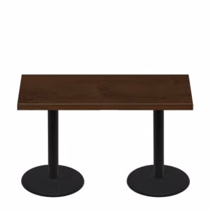30" x 60" Woodland Dark Walnut Stain Quick Ship Table + (2) Black Standard Height 22" Disc Bases