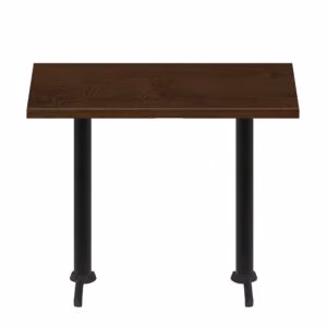 30" x 60" Woodland Dark Walnut Stain Quick Ship Table + (2) Black Bar Height 22" T Bases