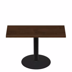 30" x 60" Woodland Dark Walnut Stain Quick Ship Table + Black Standard Height 30" Disc Base