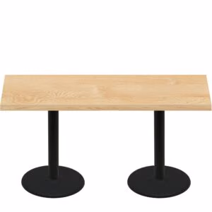 30" x 72" Woodland Clear Coat Finish Quick Ship Table + (2) Black Standard Height 22" Disc Bases