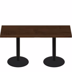 30" x 72" Woodland Dark Walnut Stain Quick Ship Table + (2) Black Standard Height 22" Disc Bases