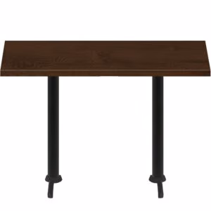30" x 72" Woodland Dark Walnut Stain Quick Ship Table + (2) Black Bar Height 22" T Bases