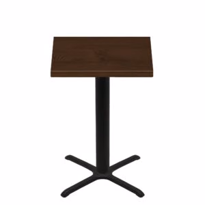 36" x 36" Woodland Dark Walnut Stain Quick Ship Table + Black Bar Height 30" x 30" Cross Base