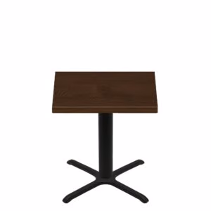 36" x 36" Woodland Dark Walnut Stain Quick Ship Table + Black Standard Height 30" x 30" Cross Base
