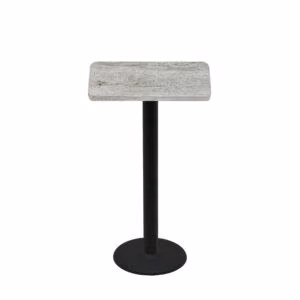 24" x 30" Thermoform Gray Barn Board Quick Ship Table + Black Bar Height 18" Disc Base