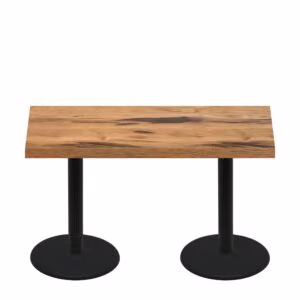 30" x 60" Urban Natural Heartwood Quick Ship Table + (2) Black Standard Height 22" Disc Bases