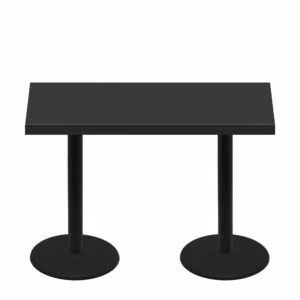 30″ x 60″ Urban Onyx Quick Ship Table + (2) Black Counter Height 22″ Disc Bases