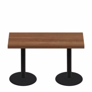 30" x 60" Urban Toasted Birch Quick Ship Table + (2) Black Standard Height 22" Disc Bases