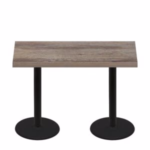 30″ x 60″ Urban Weathered Barnwood Quick Ship Table + (2) Black Counter Height 22″ Disc Bases