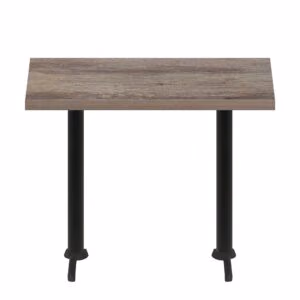 30" x 60" Urban Weathered Barnwood Quick Ship Table + (2) Black Bar Height 22" T Bases