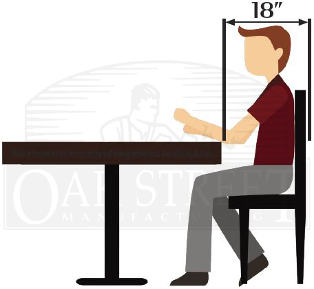 Recommended Chair & Table Setup guest spacing from edge of table to chair back - Oak Street Manufacturing, OakStreetMfg