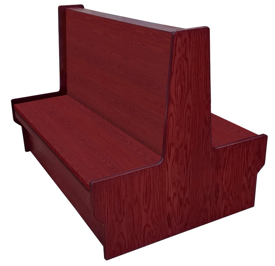 Shepard wood restaurant booth with mahogany stain seat & back