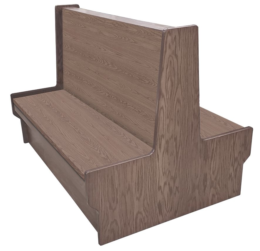Shepard wood restaurant booth with dove gray stain seat & back