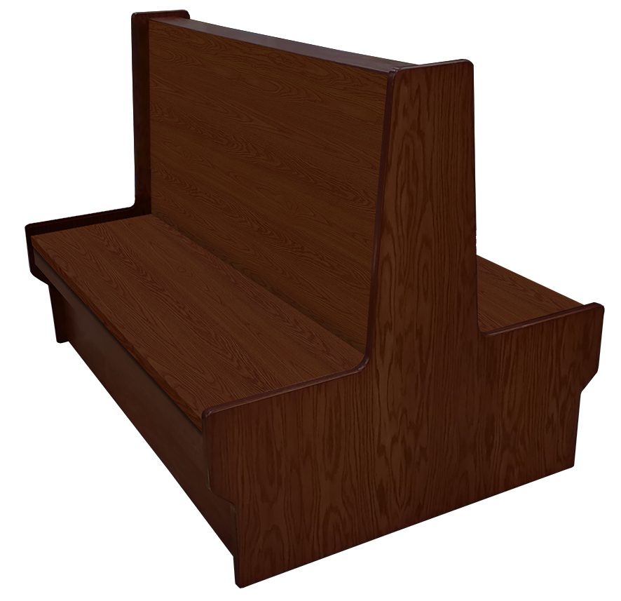 Shepard wood restaurant booth with American walnut stain seat & back