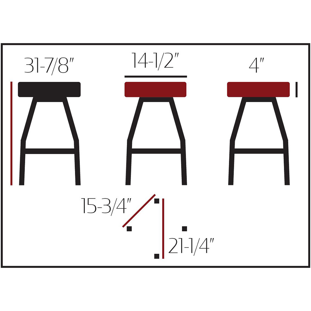 SL2132-CCS Standard Button Top Stool - Clear Coat Bar Height Swivel Frame - Image 2