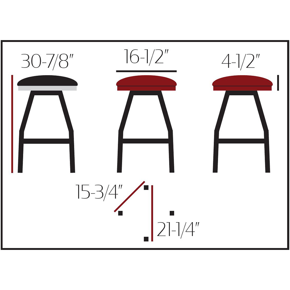 SL1117 Slimline Button Top Stool - Black Bar Height Swivel Frame - Image 2