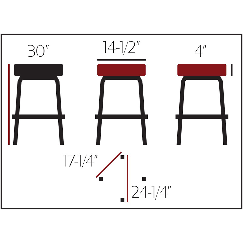 SL2135 Standard Button Top Stool - Gloss Black Bar Height Swivel Frame - Image 2