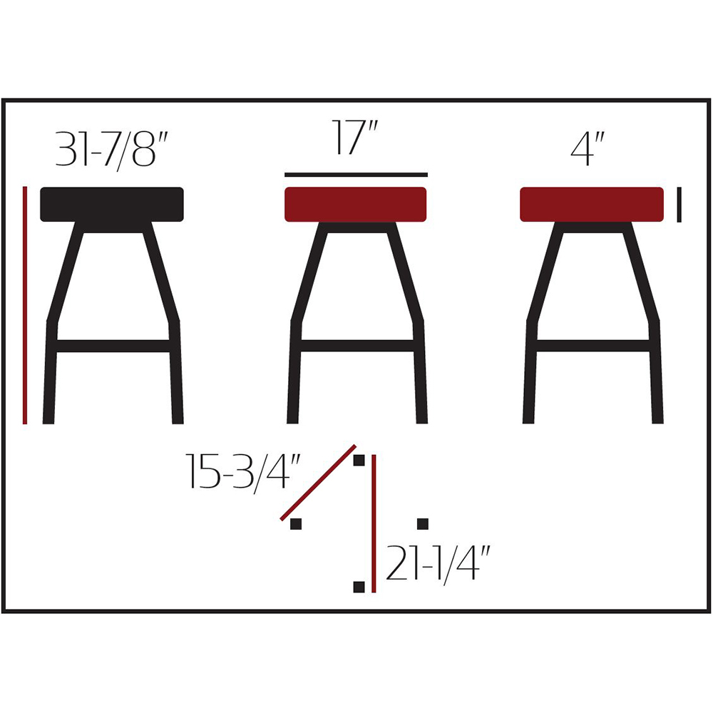 SL3132-CCS XL Button Top Stool - Clear Coat Bar Height Swivel Frame - Image 2