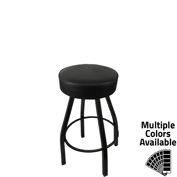 SL1132 BLK Standard Button Top in Black Vinyl with Counter Height Black PC Metal Swivel Frame