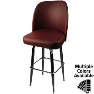 SL2133 WINE Standard Bucket Barstool with Wine Vinyl and Gloss Black Square Swivel Frame