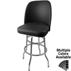 SL2134 BLK Standard Bucket Barstool with Black Vinyl and Double Rung Chrome Swivel Frame