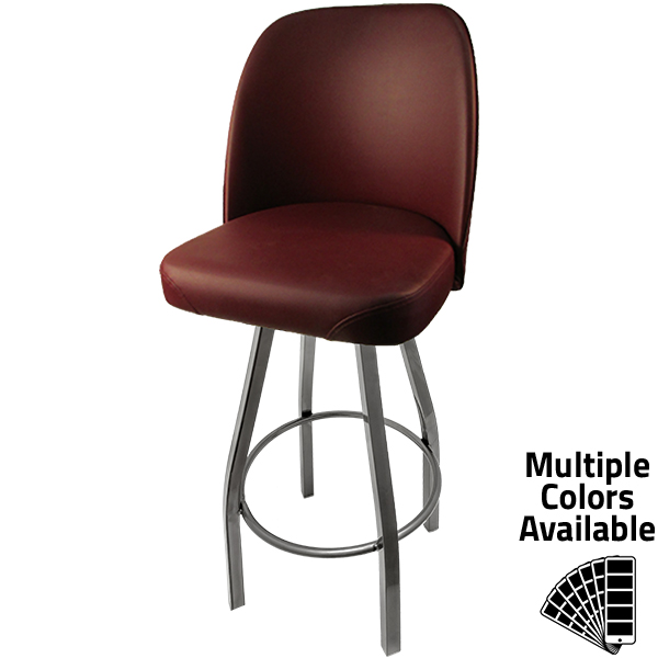 SL2136 CCS WINE Standard Bucket Barstool with Wine Vinyl and Clear Coat Swivel Frame