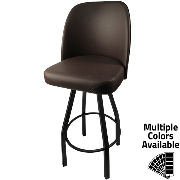 SL2136 ESP Standard Bucket Barstool with Espresso Vinyl and Black Powder Coat Swivel Frame