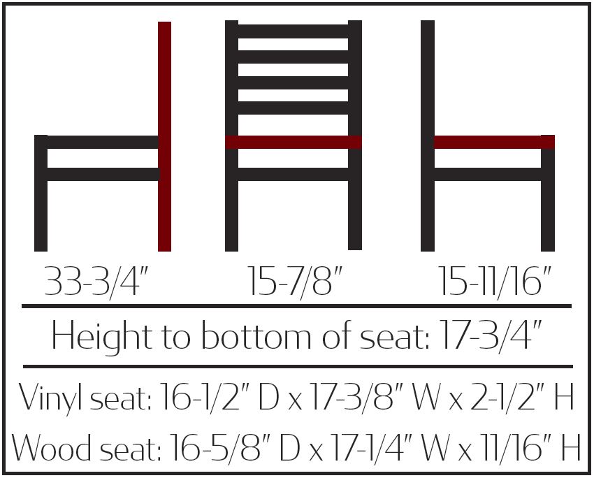 SL2160 Premium Ladderback Metal Frame Dining Chair dimensions