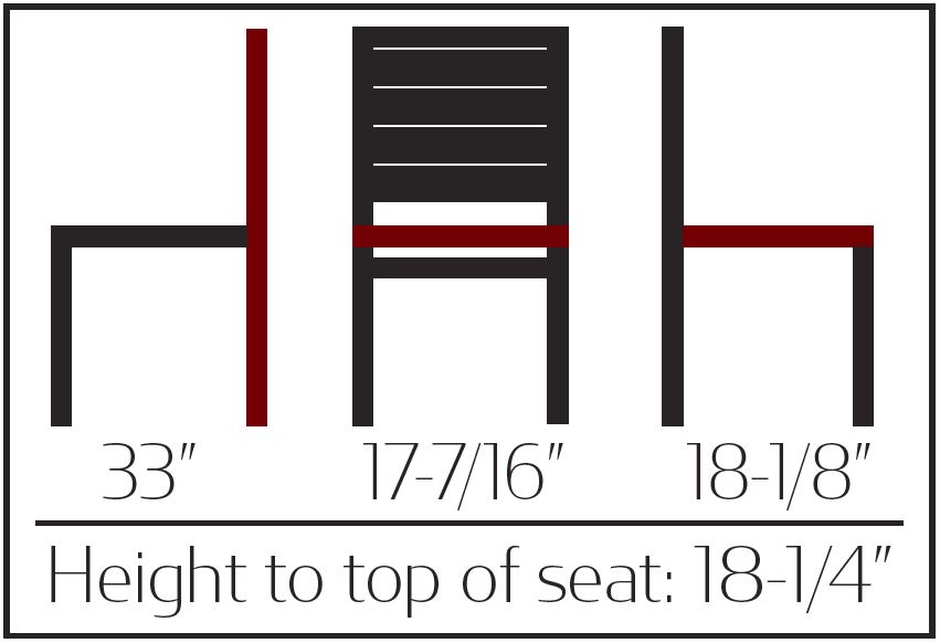 OD CM TEAK Outdoor Teak Dining Chair dimensions