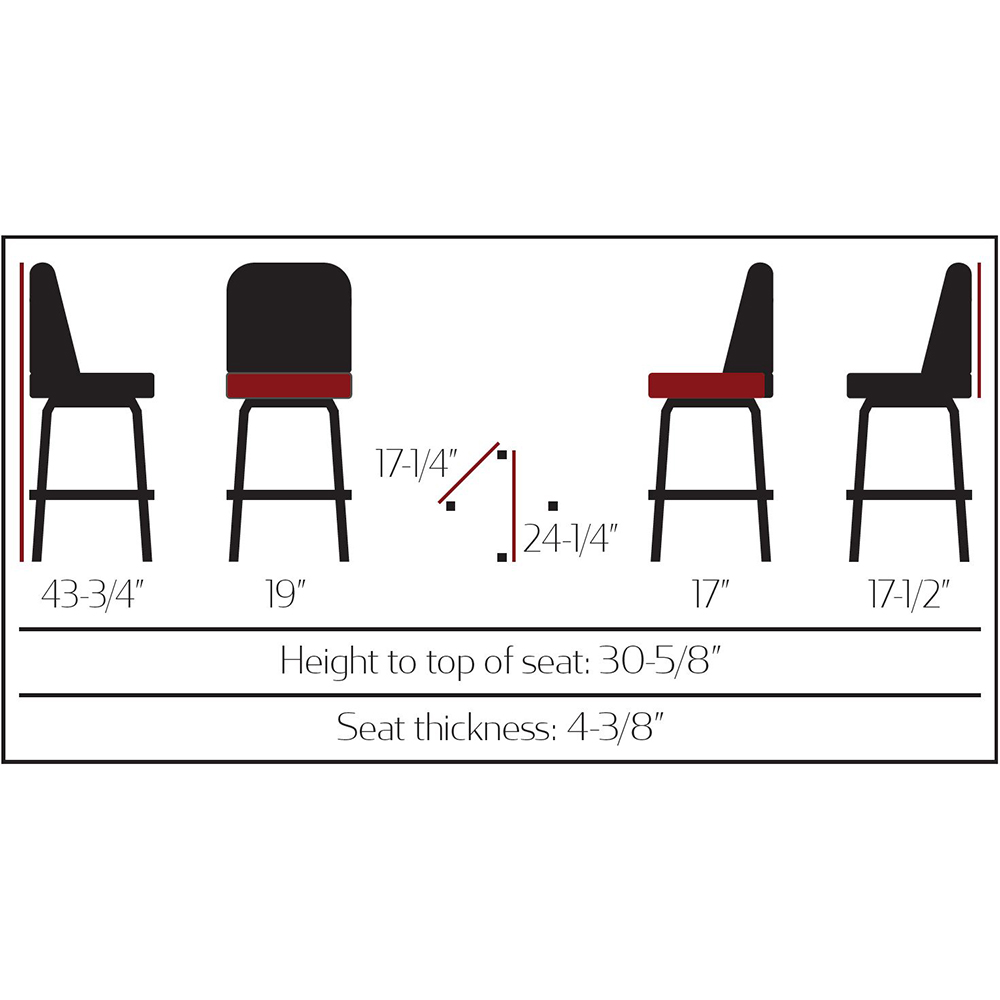SL3133 American Made Bucket Stool - Gloss Black Square Bar Height Swivel Frame - Image 2