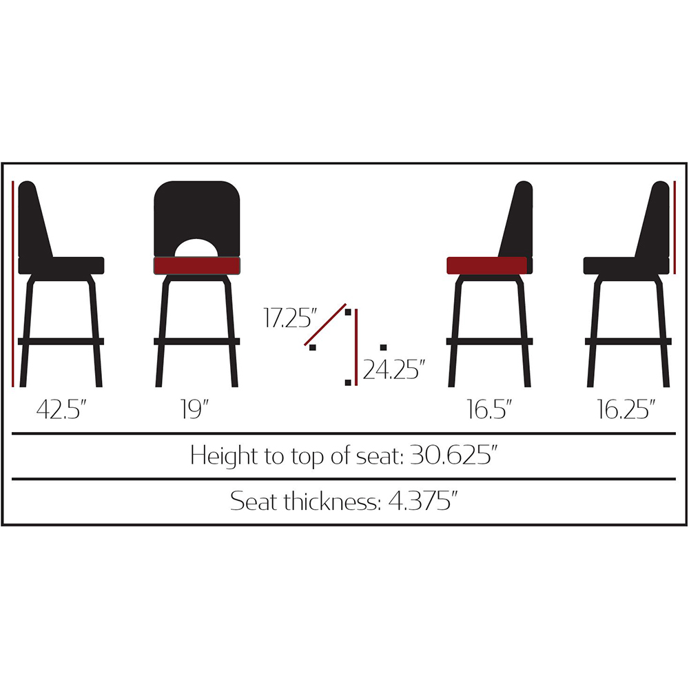 SL9133 Cutout Back Bucket Barstool with Gloss Black Square Swivel Frame - Image 6