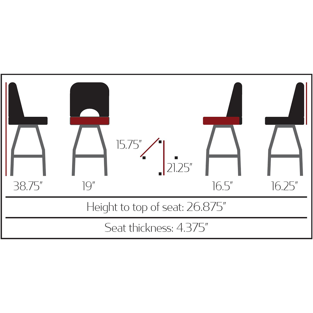SL9036-CCS Cutout Back Bucket Barstool with Counter Height Clear Coat Swivel Frame - Image 6