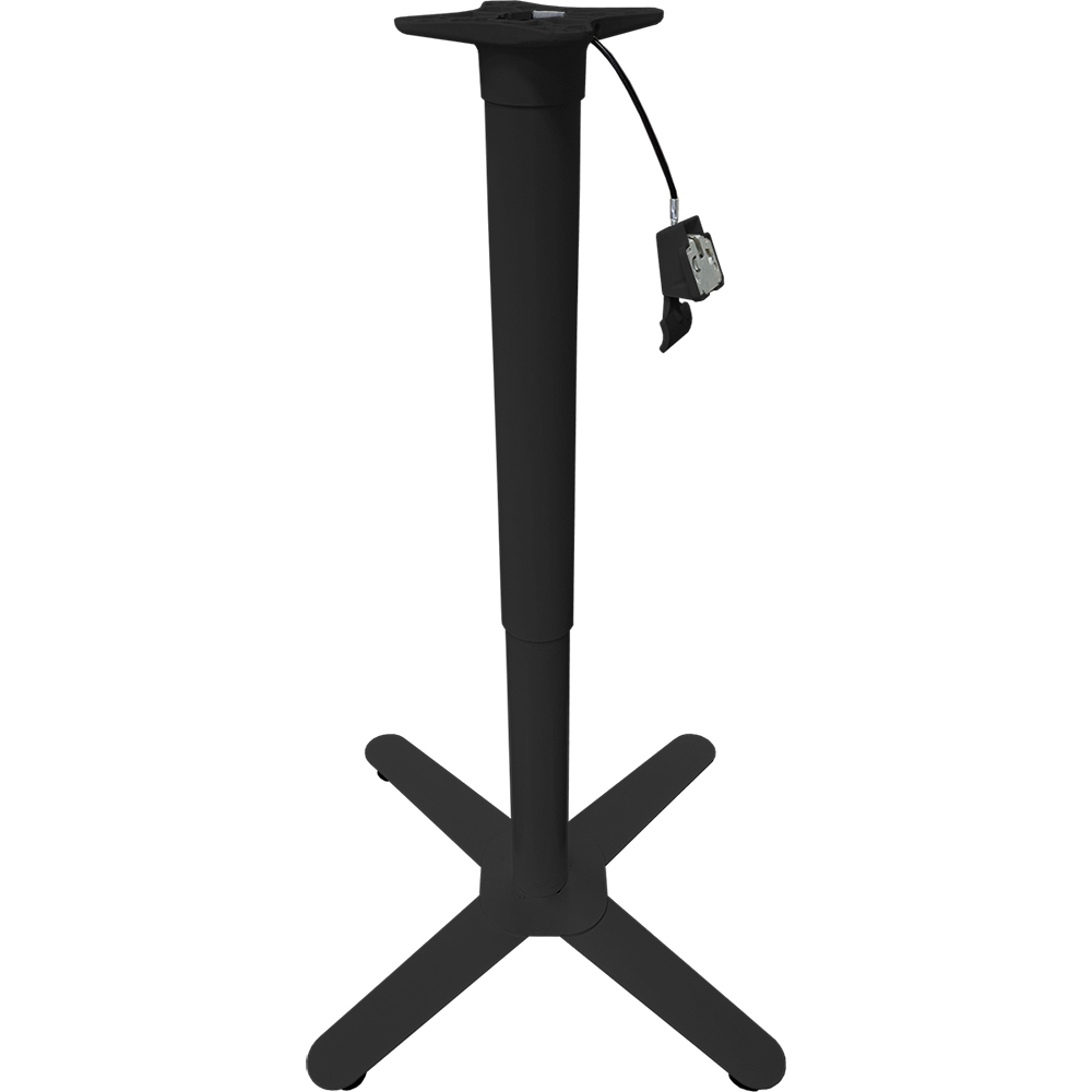 Table Base – 27″ x 27″ Cross – Black Stamped Steel – Adjustable Height – 3″ Column