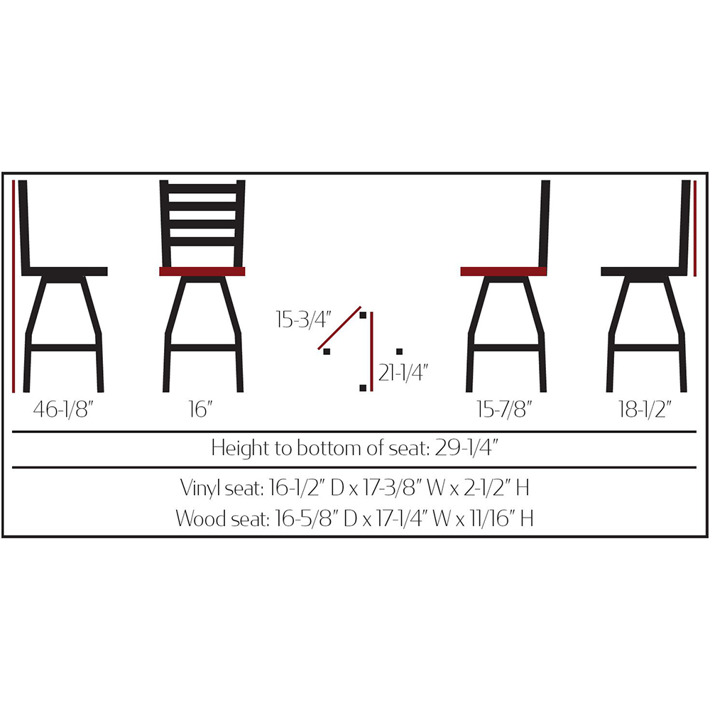 SL135C1-S Ladderback Barstool with Clear Coat Swivel Frame - Image 2