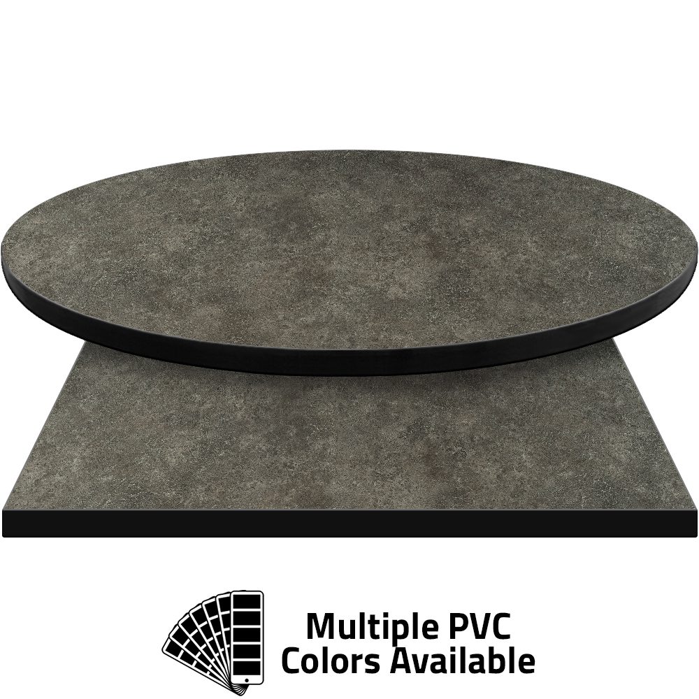 PVC Edge Manufactured Table Tops - 1.25" thickness - Pinnacle Dark Crystal Concrete laminate