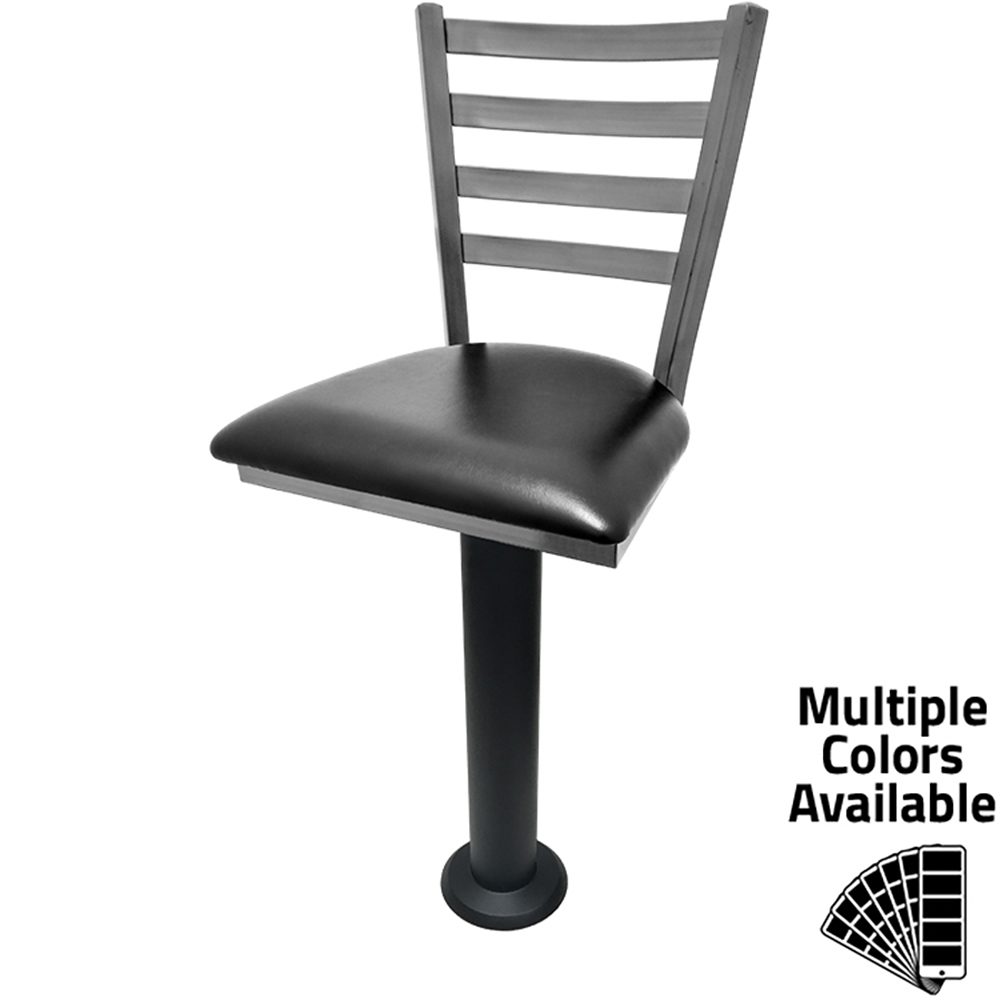 SL6135C Clear Coat Ladderback Bar Height Bolt Down Pedestal Stool