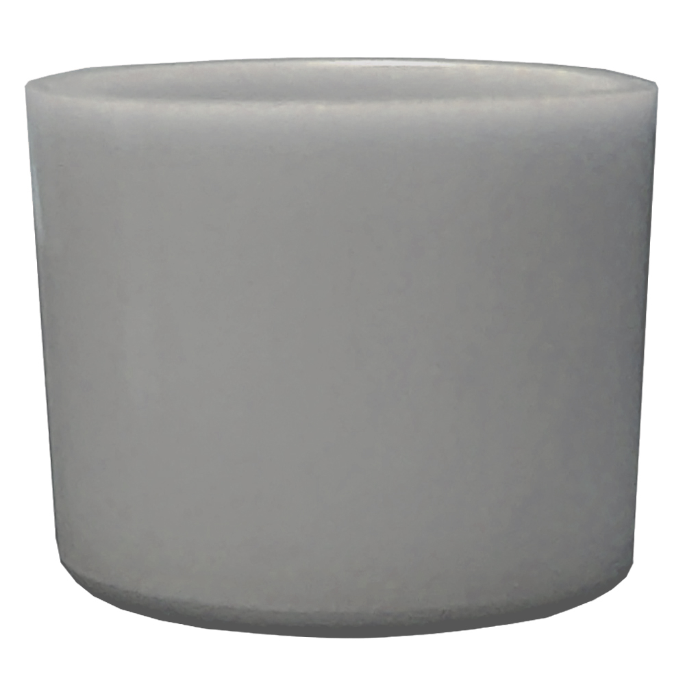 Face-on view of GL2129 gray plastic glide for SL2129-BOTTOM chrome metal frame swivel restaurant bar stools