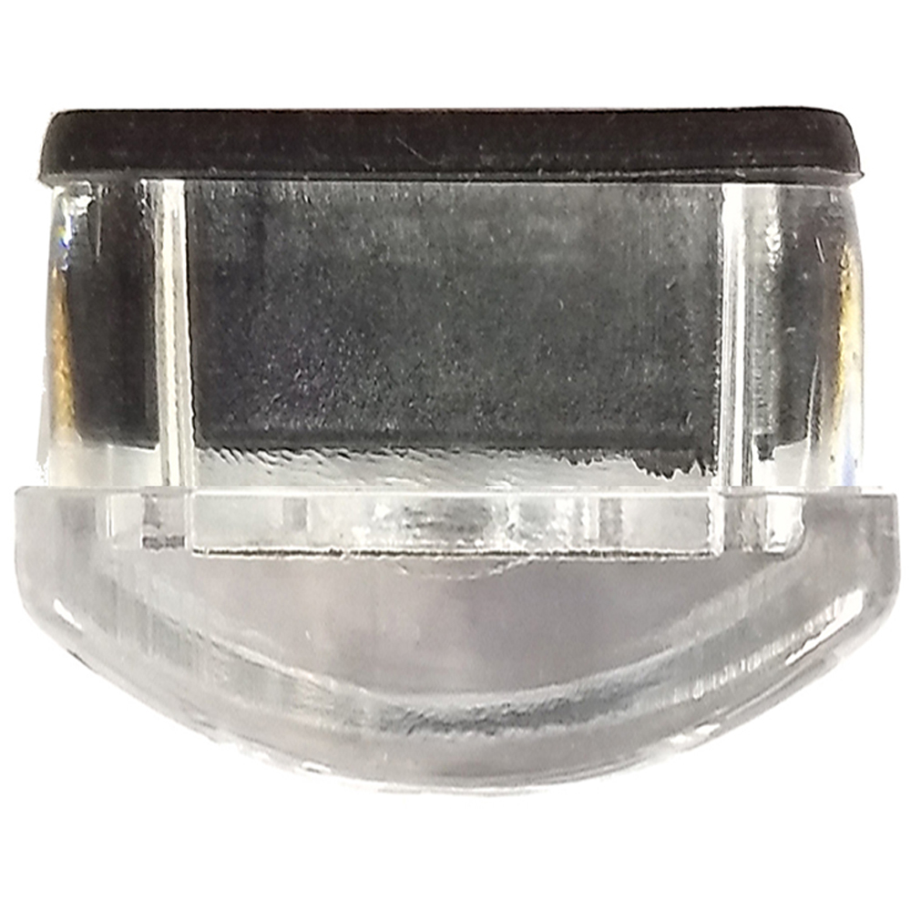 Face-on view of GL2160-CLEAR clear plastic glide for metal frame restaurant chairs and bar stools