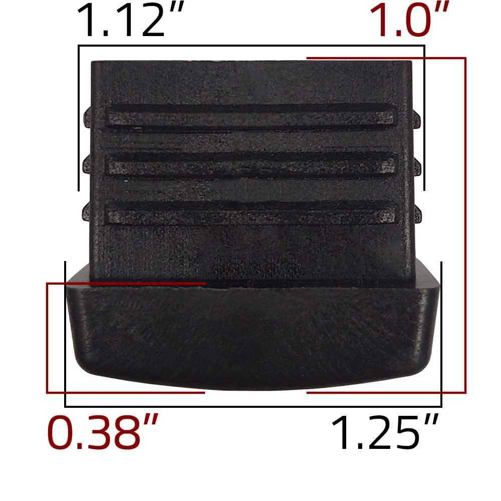 Dimensions of GL234 black plastic glide for metal frame restaurant chairs and bar stools