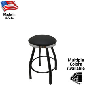 SL0117 Slimline Button Top Stool - Black Counter Height Swivel Frame
