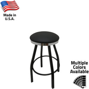 SL1117 Slimline Button Top Stool - Black Bar Height Swivel Frame