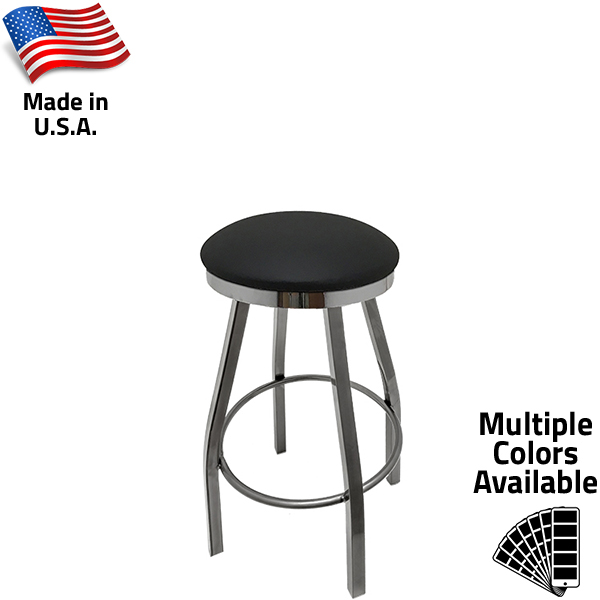 SL1117-CCS Slimline Button Top Stool – Clear Coat Bar Height Swivel Frame